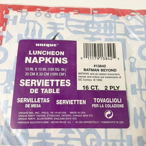 Vtg 1999 Batman Beyond Napkins Birthday Party Supplies Luncheon Beverage Napkins - Picture 6 of 11